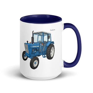 Furrow & Fields Dark Blue Ford 4600 Cartoon (Side) | 15 oz Mug with Color Inside Quality Farmers Merch