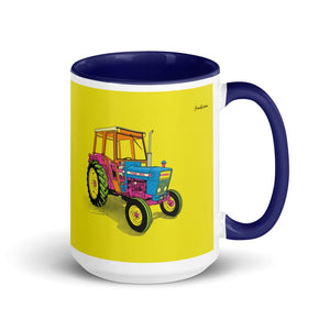 Furrow & Fields Dark Blue Ford 4600 Pop Art | 15 oz Mug with Color Inside Quality Farmers Merch