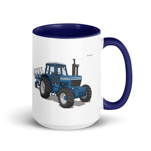Furrow & Fields Dark Blue Ford 9700 Illustration | 15 oz Mug with Color Inside Quality Farmers Merch