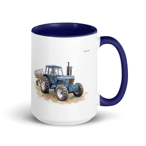 Furrow & Fields Dark Blue Ford 9700 Watercolor | 15 oz Mug with Color Inside Quality Farmers Merch