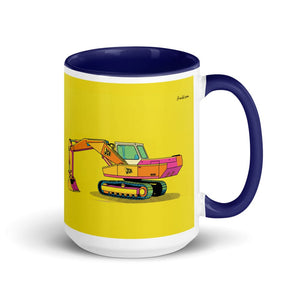 Furrow & Fields Dark Blue JCB 806 Pop Art | 15 oz Mug with Color Inside Quality Farmers Merch