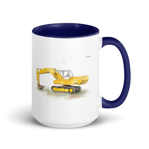 Furrow & Fields Dark Blue JCB 806 Watercolor | 15 oz Mug with Color Inside Quality Farmers Merch