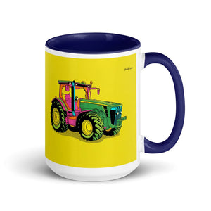 Furrow & Fields Dark Blue John Deere 8345R Pop Art | 15 oz Mug with Color Inside Quality Farmers Merch
