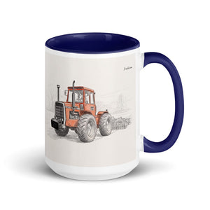 Furrow & Fields Dark Blue Massey Ferguson 1200 Pencil Sketch | 15 oz Mug with Color Inside Quality Farmers Merch