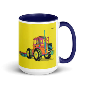 Furrow & Fields Dark Blue Massey Ferguson 1200 Pop Art | 15 oz Mug with Color Inside Quality Farmers Merch