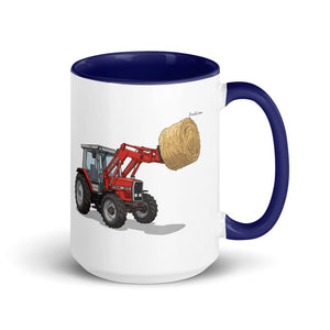 Furrow & Fields Dark Blue Massey Ferguson 3070 Autotronic | 15 oz Mug with Color Inside Quality Farmers Merch