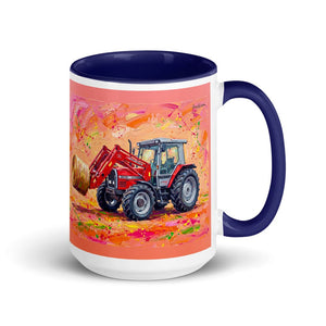 Furrow & Fields Dark Blue Massey Ferguson 3070 Autotronic Splash Art | 15 oz Mug with Color Inside Quality Farmers Merch