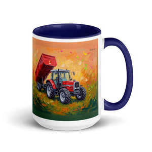 Furrow & Fields Dark Blue Massey Ferguson 6180 Splash Art | 15 oz Mug with Color Inside Quality Farmers Merch
