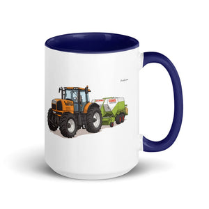 Furrow & Fields Dark Blue Renault Atles 926 RZ Illustration | 15 oz Mug with Color Inside Quality Farmers Merch