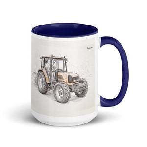 Furrow & Fields Dark Blue Renault Ceres 340X Pencil Sketch | 15 oz Mug with Color Inside Quality Farmers Merch