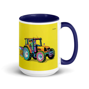 Furrow & Fields Dark Blue Renault Ceres 340X Pop Art | 15 oz Mug with Color Inside Quality Farmers Merch