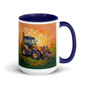 Furrow & Fields Dark Blue Terex 860 Elite Splash Art | 15 oz Mug with Color Inside Quality Farmers Merch