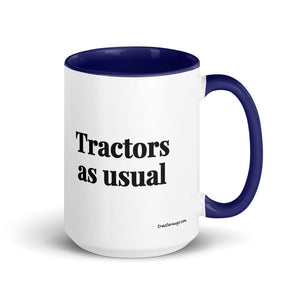 Furrow & Fields Dark Blue Tractors as Usual | 15 oz Mug with Color Inside Quality Farmers Merch
