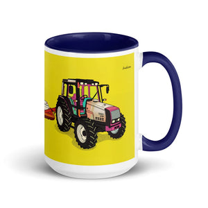 Furrow & Fields Dark Blue Valtra 6750 Pop Art | 15 oz Mug with Color Inside Quality Farmers Merch