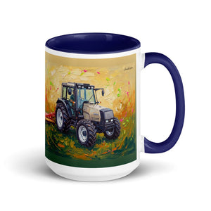 Furrow & Fields Dark Blue Valtra 6750 Splash Art | 15 oz Mug with Color Inside Quality Farmers Merch