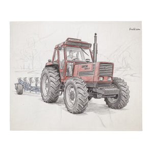 Furrow & Fields Fiat 1880 Pencil Sketch | Throw Blanket Quality Farmers Merch