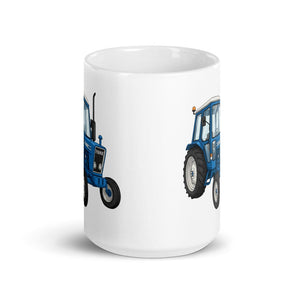 Furrow & Fields Ford 4600 Cartoon (Front) | White Glossy Mug Quality Farmers Merch