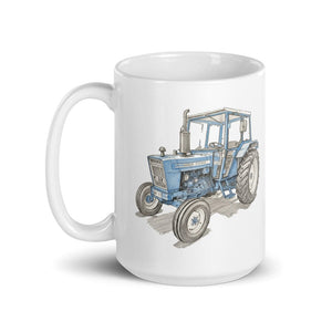Furrow & Fields Ford 4600 Pencil Sketch (Side) | White Glossy Mug Quality Farmers Merch