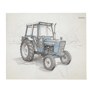 Furrow & Fields Ford 4600 Pencil Sketch | Throw Blanket Quality Farmers Merch