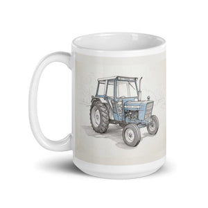 Furrow & Fields Ford 4600 Pencil Sketch | White Glossy Mug Quality Farmers Merch