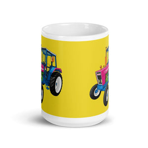 Furrow & Fields Ford 4600 Pop Art (Pink) | White Glossy Mug Quality Farmers Merch