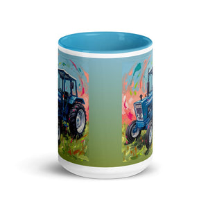 Furrow & Fields Ford 4600 Splash Art (Sky) | 15 oz Mug with Color Inside Quality Farmers Merch