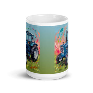 Furrow & Fields Ford 4600 Splash Art (Sky) | White Glossy Mug Quality Farmers Merch