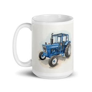 Furrow & Fields Ford 4600 Watercolor (Side) | White Glossy Mug Quality Farmers Merch