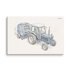 Furrow & Fields Ford 7600 Pencil Sketch | Canvas Quality Farmers Merch