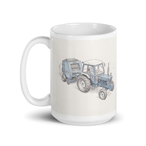 Furrow & Fields Ford 7600 Pencil Sketch | White Glossy Mug Quality Farmers Merch