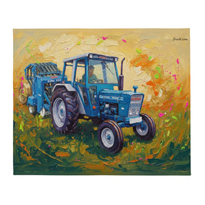 Furrow & Fields Ford 7600 Splash Art | Throw Blanket Quality Farmers Merch