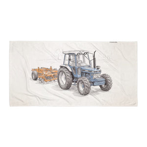 Furrow & Fields Ford 7810 Generation III Pencil Sketch | Beach Towel Quality Farmers Merch