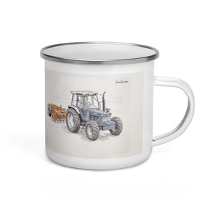 Furrow & Fields Ford 7810 Generation III Pencil Sketch | Enamel Mug Quality Farmers Merch