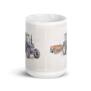 Furrow & Fields Ford 7810 Generation III Pencil Sketch | White Glossy Mug Quality Farmers Merch