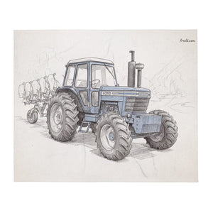 Furrow & Fields Ford 9700 Pencil Sketch | Throw Blanket Quality Farmers Merch