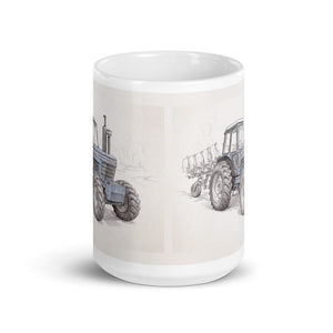 Furrow & Fields Ford 9700 Pencil Sketch | White Glossy Mug Quality Farmers Merch