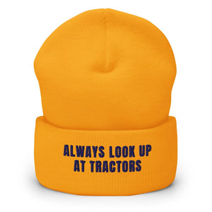 Furrow & Fields Gold Always Look Up At Tractors | Cuffed Beanie Quality Farmers Merch