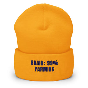 Furrow & Fields Gold Brain: 99% Farming | Cuffed Beanie Quality Farmers Merch
