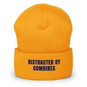 Furrow & Fields Gold Distracted by Combines | Cuffed Beanie Quality Farmers Merch