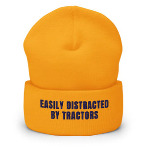 Furrow & Fields Gold Easily Distracted By Tractors | Cuffed Beanie Quality Farmers Merch
