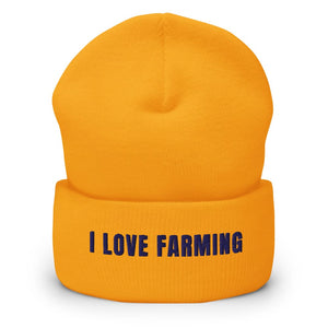 Furrow & Fields Gold I Love Farming | Cuffed Beanie Quality Farmers Merch