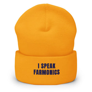 Furrow & Fields Gold I Speak Farmonics | Cuffed Beanie Quality Farmers Merch