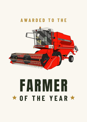 Furrow & Fields Greeting Card Farmer of the Year 1994 Massey Ferguson 32 Combine Harvester | Greeting Card Quality Farmers Merch
