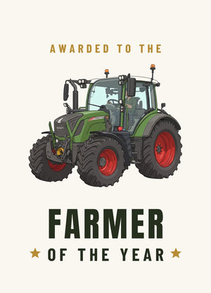 Furrow & Fields Greeting Card Farmer of the Year Fendt 313 Vario Cartoon | Greeting Card Quality Farmers Merch