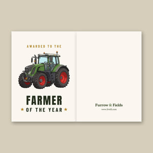 Furrow & Fields Greeting Card Farmer of the Year Fendt 828 Vario Cartoon | Greeting Card Quality Farmers Merch