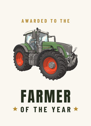 Furrow & Fields Greeting Card Farmer of the Year Fendt 939 Vario Cartoon | Greeting Card Quality Farmers Merch
