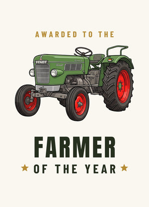Furrow & Fields Greeting Card Farmer of the Year Fendt Farmer 2 Cartoon | Greeting Card Quality Farmers Merch