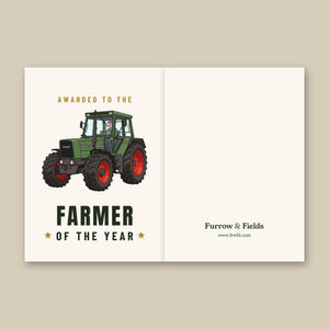 Furrow & Fields Greeting Card Farmer of the Year Fendt Favorit 611 Cartoon | Greeting Card Quality Farmers Merch