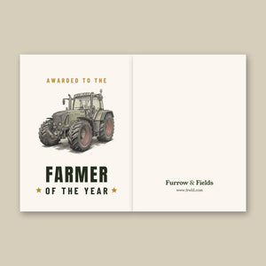 Furrow & Fields Greeting Card Farmer of the Year Fendt Favorit 818 Pencil Sketch | Greeting Card Quality Farmers Merch