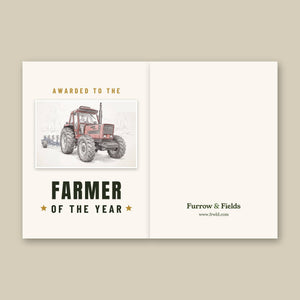 Furrow & Fields Greeting Card Farmer of the Year Fiat 1880 Pencil Sketch | Greeting Card Quality Farmers Merch